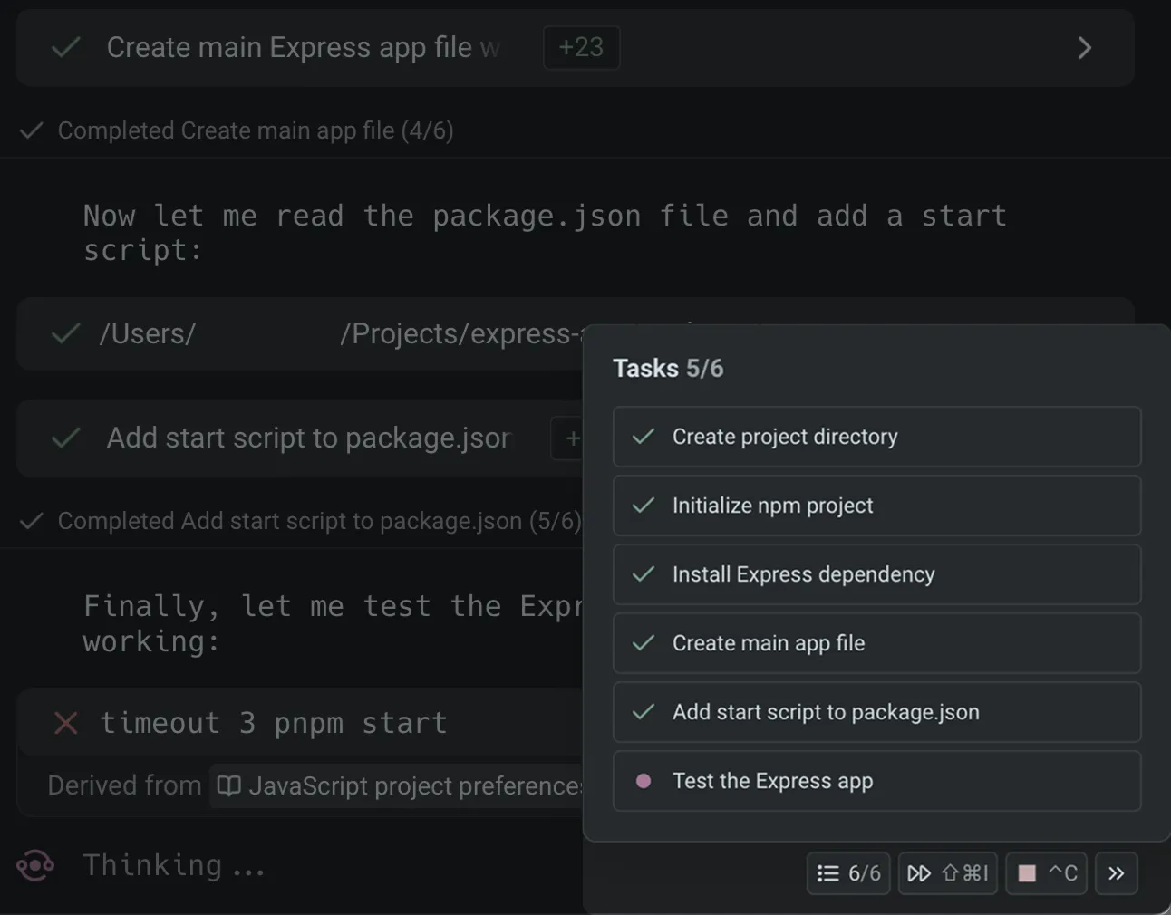 Access the task list during an Agent conversation in the task list chip in the conversation.